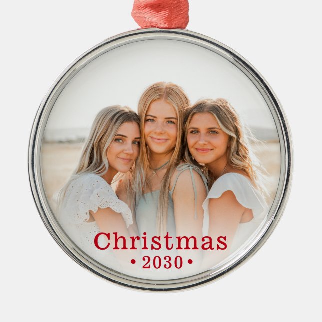 Modern Family Photo Metall Ornament (Framsidan)