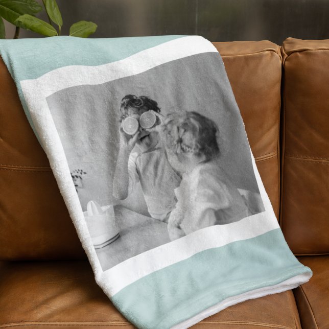 Modern Family Photo Mint Simple Loely Gift Fleecefilt (Skapare uppladdad)