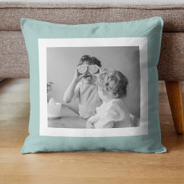 Modern Family Photo Mint Simple Loely Gift Kudde