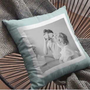 Modern Family Photo Mint Simple Loely Gift Kudde