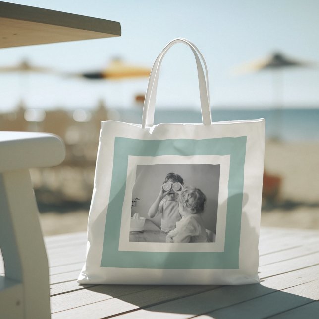 Modern Family Photo Mint Simple Loely Gift Tygkasse (Skapare uppladdad)