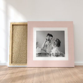 Modern Family Photo Pastel Rosa Simple Gift Canvastryck