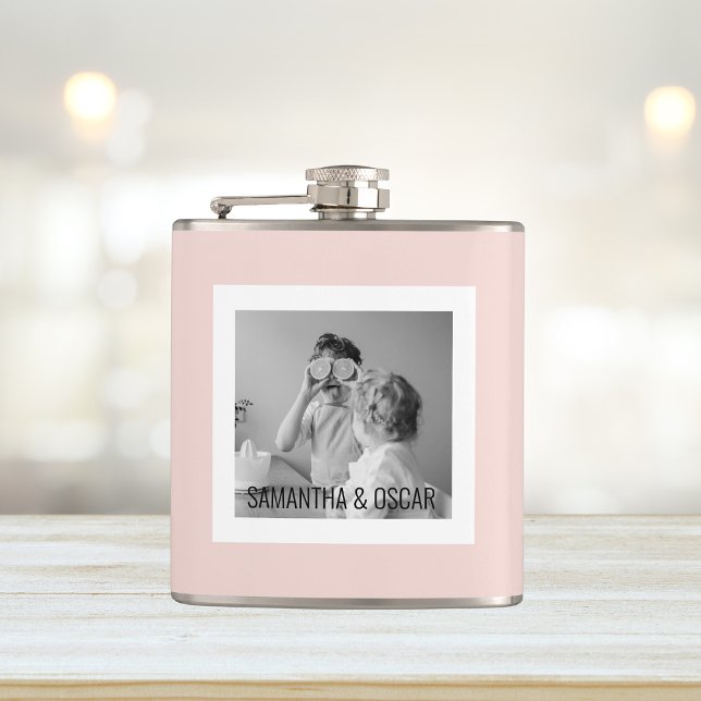 Modern Family Photo Pastel Rosa Simple Gift Fickplunta (Skapare uppladdad)