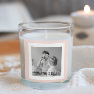 Modern Family Photo Pastel Rosa Simple Gift Fyrkantigt Klistermärke