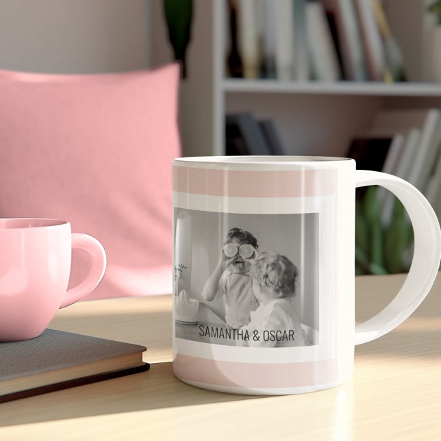 Modern Family Photo Pastel Rosa Simple Gift Kaffemugg (Skapare uppladdad)