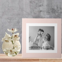 Modern Family Photo Pastel Rosa Simple Gift Kakelplatta