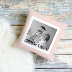 Modern Family Photo Pastel Rosa Simple Gift Kudde