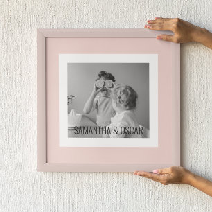 Modern Family Photo Pastel Rosa Simple Gift Poster
