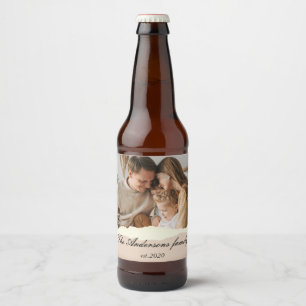 Modern Family Photo & Personlig Namn Gift Ölflaska Etikett