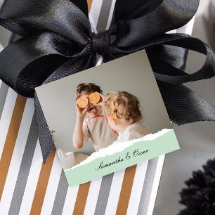 Modern Family Photo & Personlig Namn Mint Gift Gåvor Etiketter