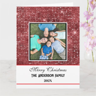 Modern Family Photo Red glitter God jul Kort