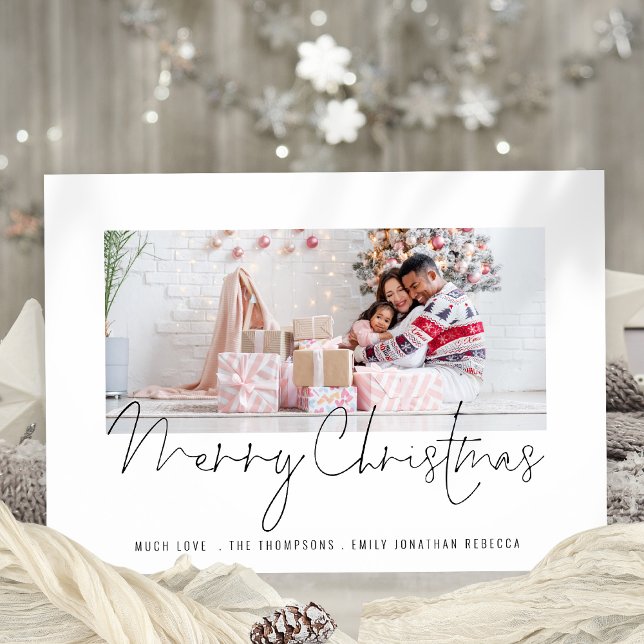 Modern Family Photo Script God jul Card Julkort (Front and back view. Available digitally and printed.)