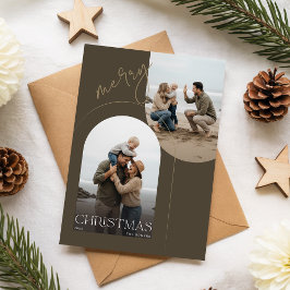 Modern Family Portrait Beach Photo Christmas Julkort