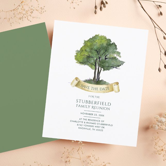 Modern Family Reunion Genealogy Träd Spara datum (Modern Family Reunion Genealogy Tree Save the Date)