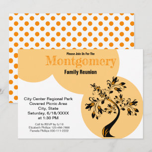 Modern Family Reunion Orange Blommar Black Träd Inbjudningar