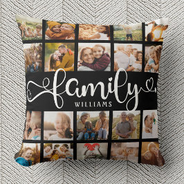 Modern Family Script 20 Photo Collage Chic Black Kudde