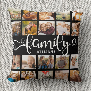 Modern Family Script 20 Photo Collage Chic Black Kudde