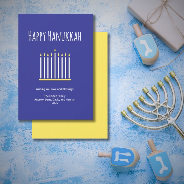 Modern Family Simple Menorah Candles Hanukkah Julkort (Skapare uppladdad)