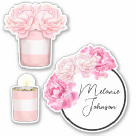 Modern Fancy Feminina Rosa Randiga Blommig Klistermärken