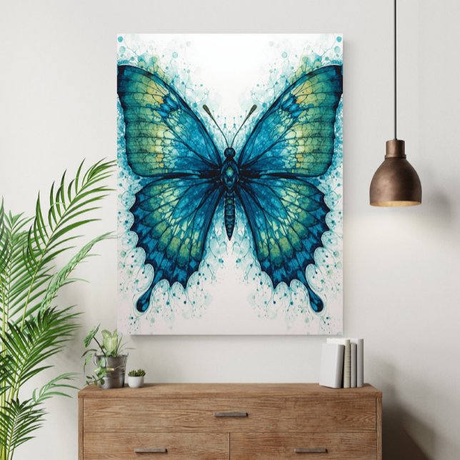 Modern Fantasi Fraktal Konst Vattenfärg Fjäril  Poster (Skapare uppladdad)