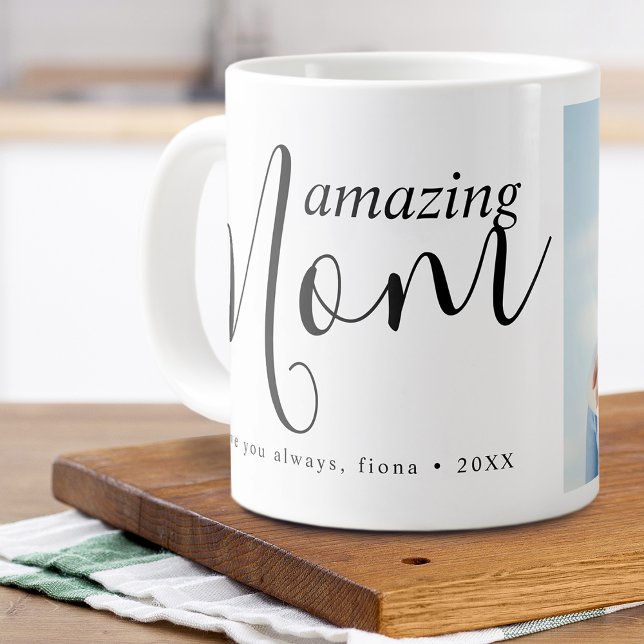 Modern fantastisk mammas foto jumbo mugg (Modern Amazing Mom Photo Giant Coffee Mug)