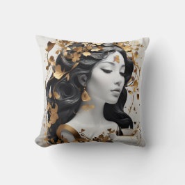 Modern Fantasy Art in Black and Gold  Kudde