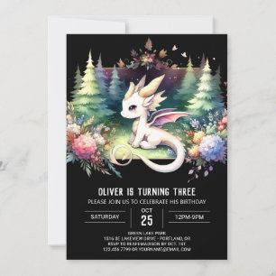 Modern Fantasy Dragon Birthday Inbjudningar
