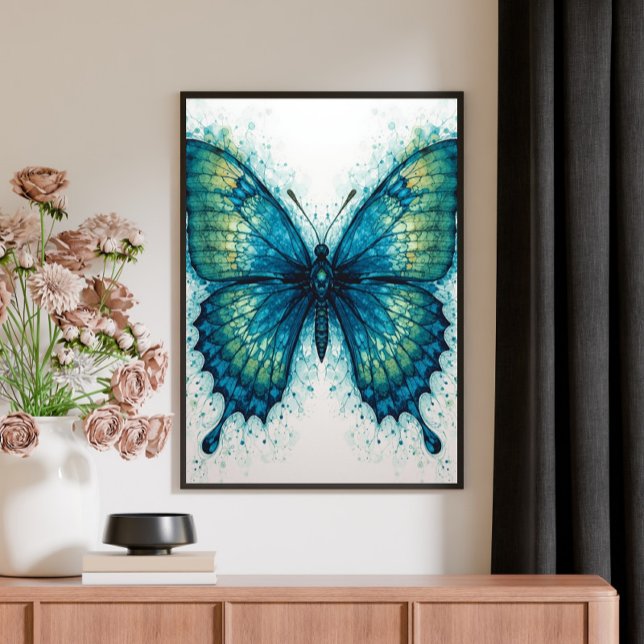 Modern Fantasy Fractal Art Watercolor Butterfly  Canvastryck (Skapare uppladdad)