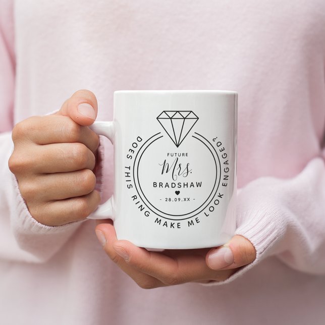 Modern 'Får denna ring mig att se förlovad ut?' Kaffemugg (Skapare uppladdad)