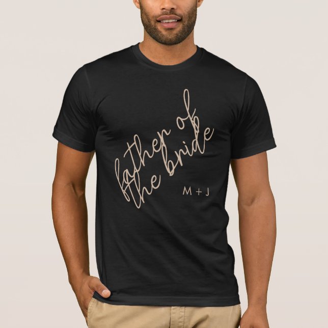 Modern Far i Bride | Beige + Black Script T Shirt (Framsida)