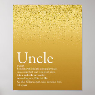 Modern farbror Funcle Definition Guld Glitter Glam Poster