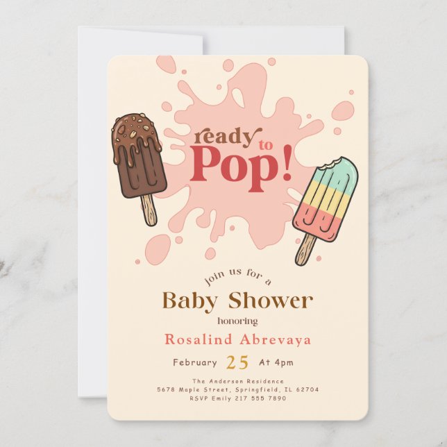 Modern färdig att poppa Popsicle Baby Shower Inbjudningar (Framsida)