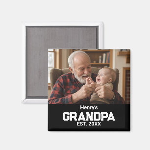 Modern Farfar Est. Namn År Foto Svart Magnet