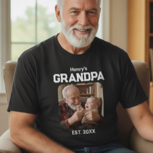 Modern Farfar Grundad Est. Namn År Foto T Shirt