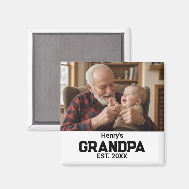Modern Farfar Grundat Est. Namn År Foto Magnet (Front/Back)