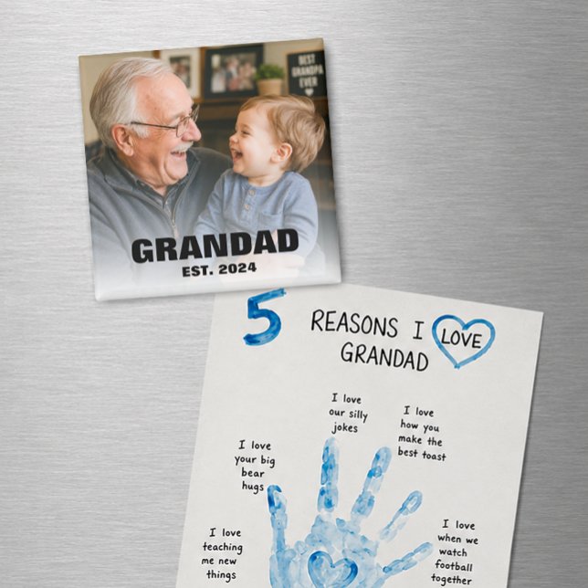 Modern farfar juliga årskramsfoto magnet (Modern Grandad Est Year Keepsake Photo Magnet)