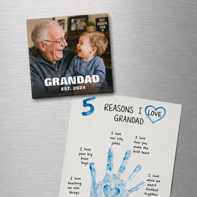 Modern farfar juliga årsminne Foto Magnet (Modern Grandad Est Year Keepsake Photo Magnet)
