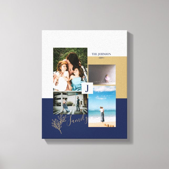 Modern Färg block Family Photo Collage Canvas Pri (Framsida)