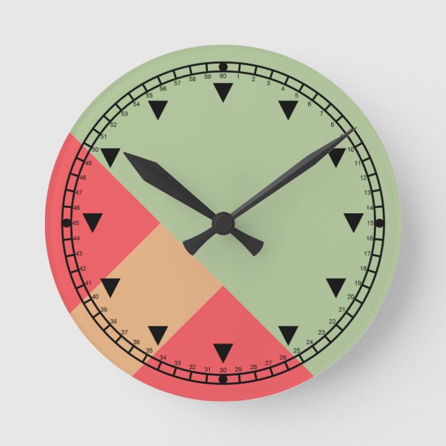 Modern Färg Block Geo 1 Rund Klocka (Framsida)
