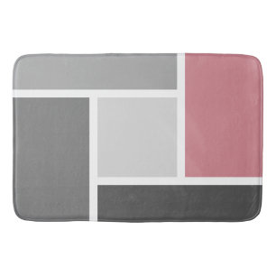Modern Färg Block Mosaic Dusty Rosa Grått White Badrumsmatta