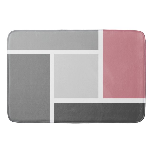 Modern Färg Block Mosaic Dusty Rosa Grått White Badrumsmatta (Framsidan)