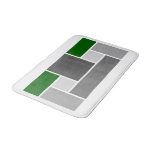 Modern Färg Block Mosaic Mörk grönt grått White Badrumsmatta