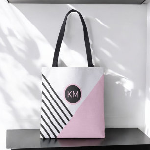 Modern Färg Block och Rand med Monogram Tygkasse