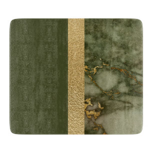 Modern Färg Block Oliv grönt Gold Foil Marble