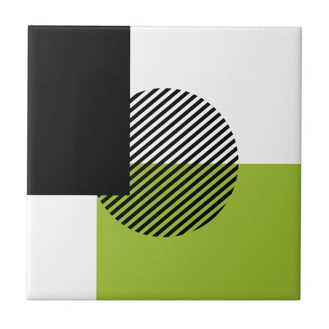 Modern Färg-block, rand circle Lime Green Black Kakelplatta (Framsidan)