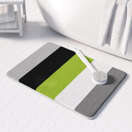 Modern Färg Block Rand Lime Green Grått Black Badrumsmatta