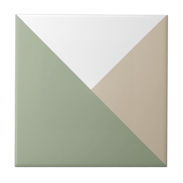 Modern Färg Block Triangles Sage Grönt Beige Kakelplatta (Framsidan)