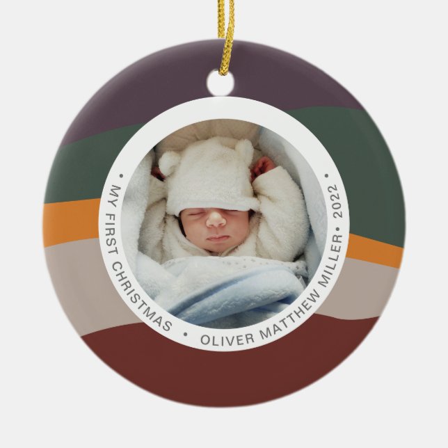 Modern Färg blockerar min första julfärg Julgransprydnad Keramik (Framsidan)