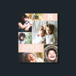 Modern  Färg-blockfamilj 6 fotosamling Canvastryck<br><div class="desc">Modern Rosa Färg Block Family 6 Photo Collage - med personligens efternamn, år och första brev, alla ordnade i en rutnätslayout för elegant. Denna moderna och eleganta visning 6 av ditt eget bilder är mycket bra. Finns i flera färgrutor för att matcha valfri rumsdekorering. Gör en underbar helgdag för morföräldrar,...</div>