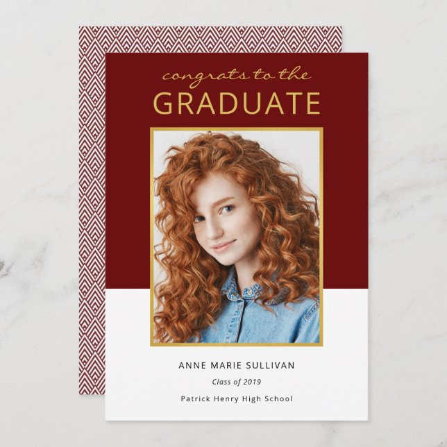 Modern Färg Blockfoto Studenten Firande Inbjudningar (Fram/baksida)